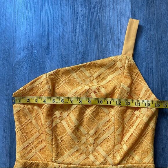 ASOS Lace Midi Dress Yellow One Shoulder NEW 10 Tall - Picture 9 of 10